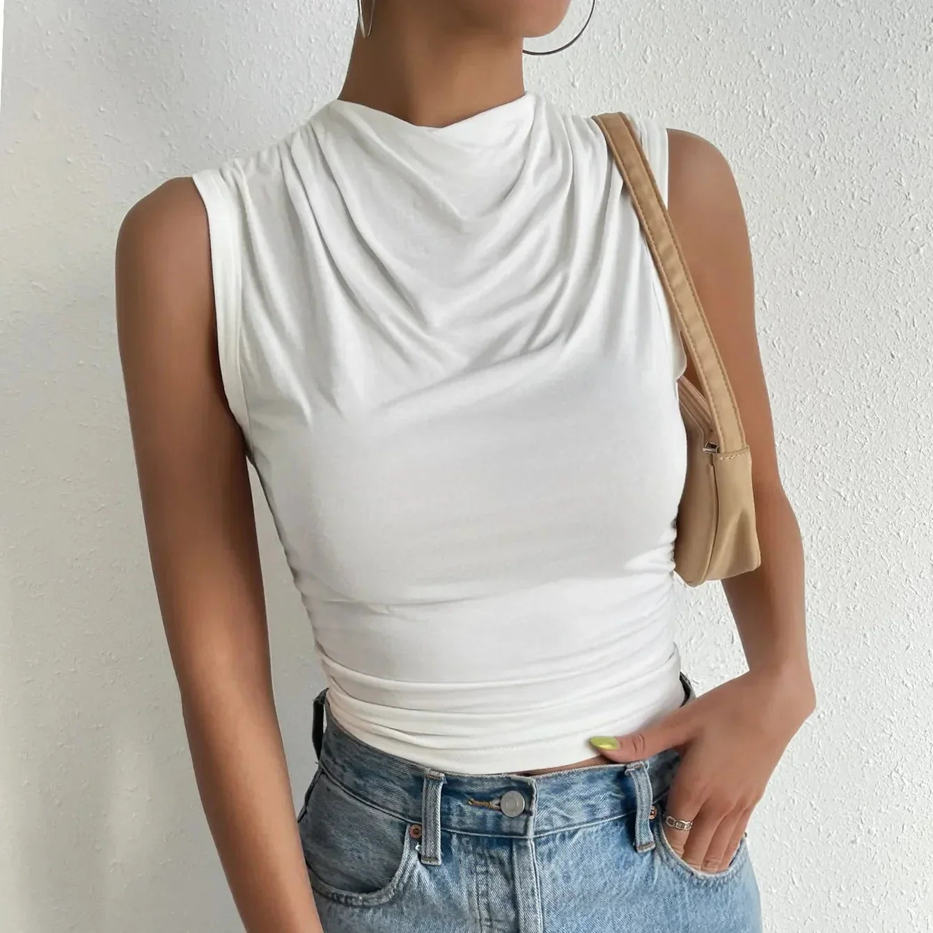 Damska - Top - Letnia bluzka bez rękawów - Oddychający materiał - Stylowa casualowa bluzka do codziennych stylizacji