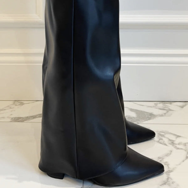 Damska - Buty za kolano - Skórzane - Zamek błyskawiczny - Eleganckie i stylowe obuwie na każdą okazję