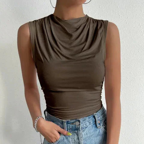 Damska - Top - Letnia bluzka bez rękawów - Oddychający materiał - Stylowa casualowa bluzka do codziennych stylizacji