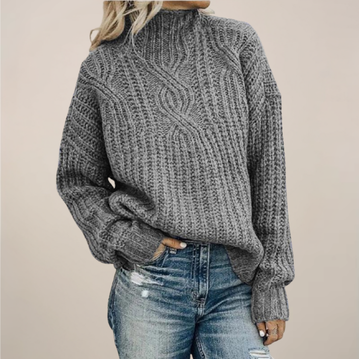 Damska - Sweter - Dzianina na drutach - Luźny krój - Modny i wygodny