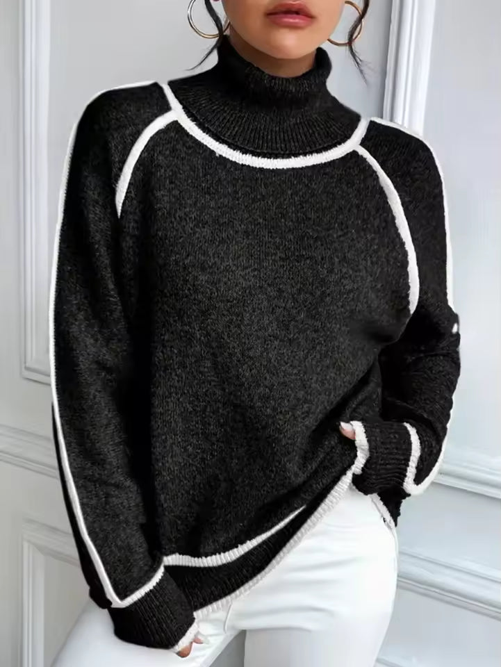 Damska - Sweter - Dzianina wełniana - Luźny krój - Stylowy sweter na każdą okazję