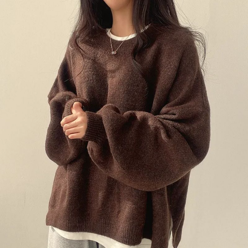 Damska - Sweter oversize - Miękka dzianina - Modny i wygodny sweter na każdą okazję