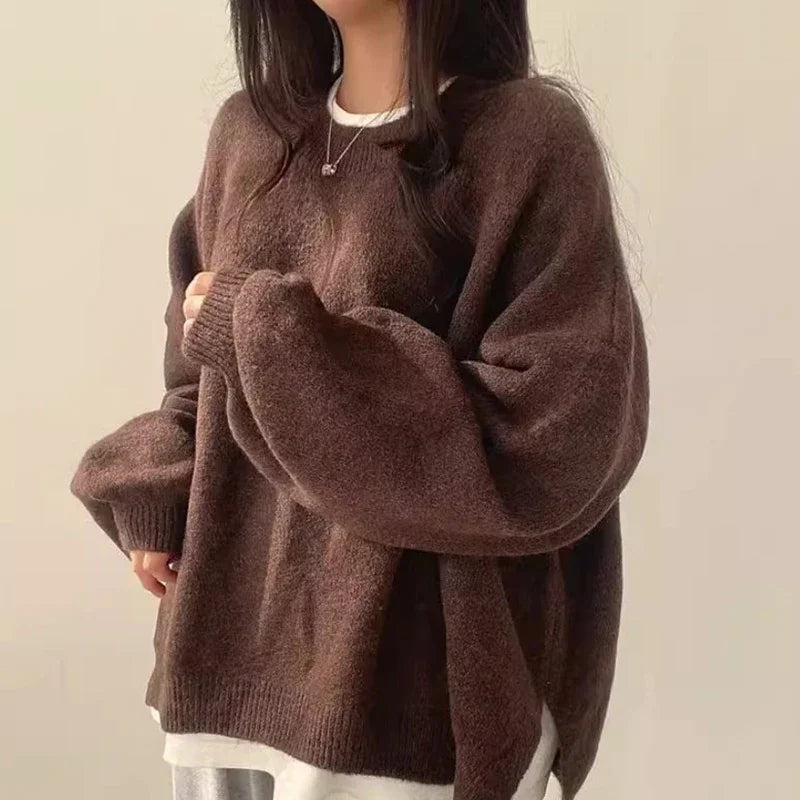 Damska - Sweter oversize - Miękka dzianina - Modny i wygodny sweter na każdą okazję