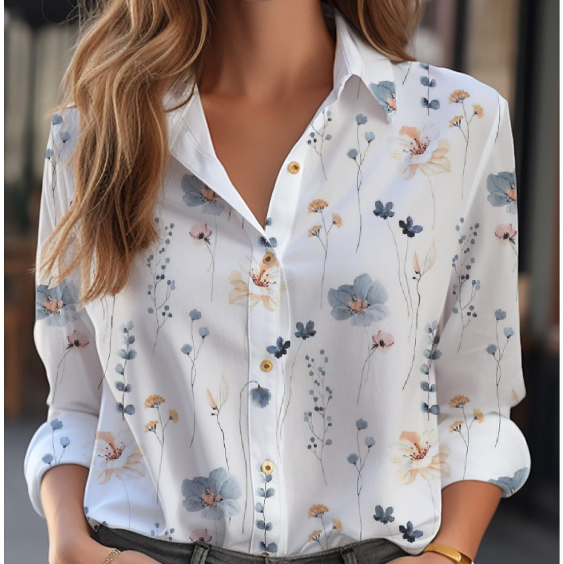 Damska - Bluzka - Poliestru - Lekka, stylowa w kwiatowy wzór - Idealna na wiosnę - Modny wybór na każdą okazję