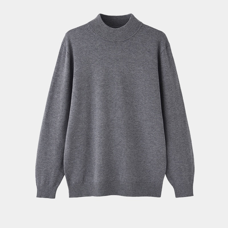 Męska - Sweter Długim rękawem - Dzianinowy top z kołnierzem typu mock neck - Stylowy i wygodny
