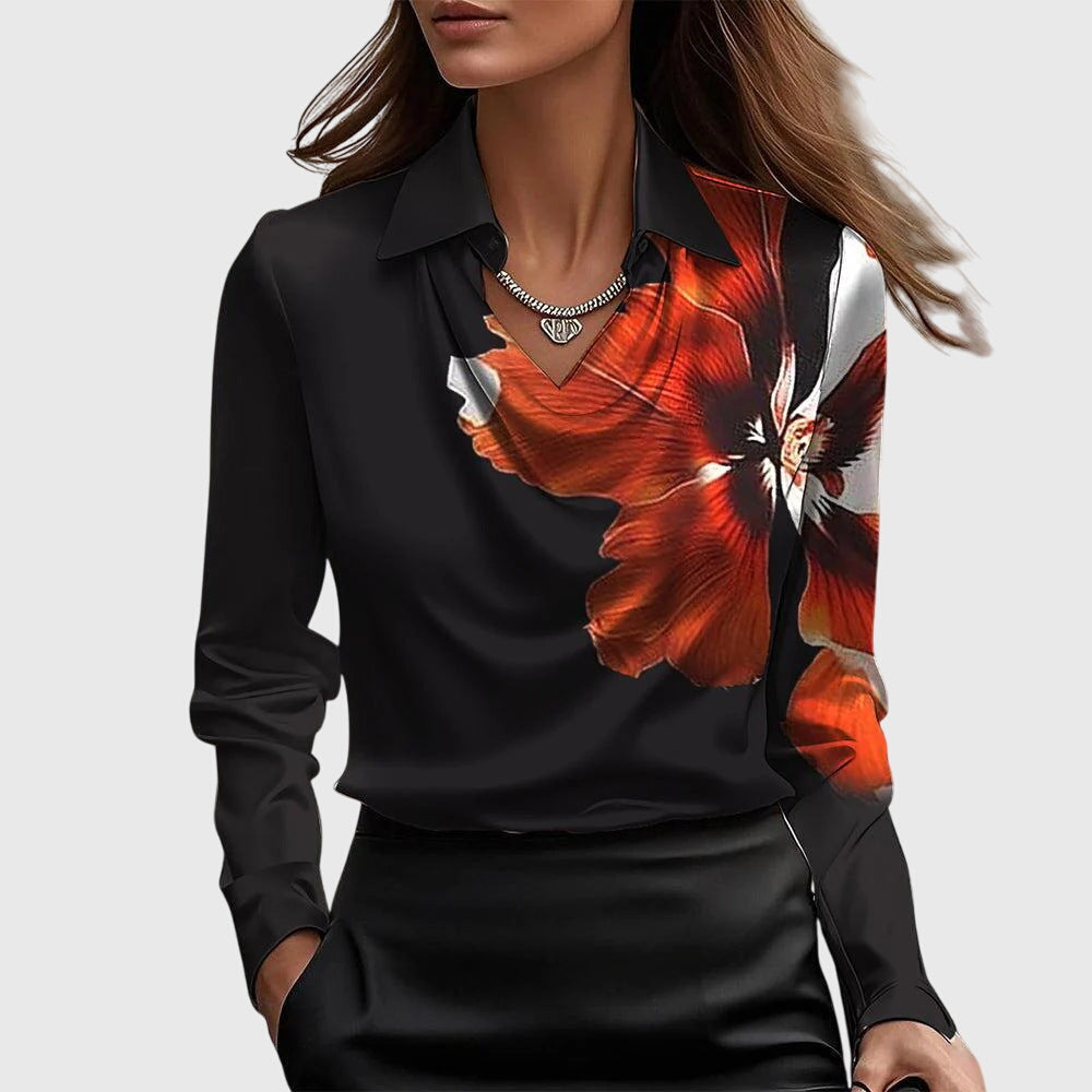 Damska - Elegancka bluzka - Lekka tkanina - Zwiewny krój - Stylowy top do noszenia na co dzień