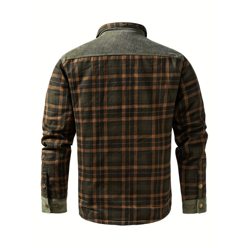 Męska - Płaszcz zimowy - Ciepły, casualowy w kratę - Idealny na chłodne dni