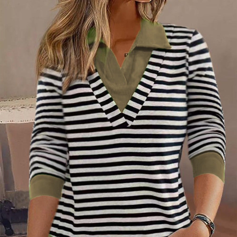 Damska - Bluza w paski - Bawełniana - Luźny krój - Modny wybór na każdą okazję